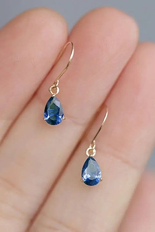 Сережки капельки (золото+синій) — 6