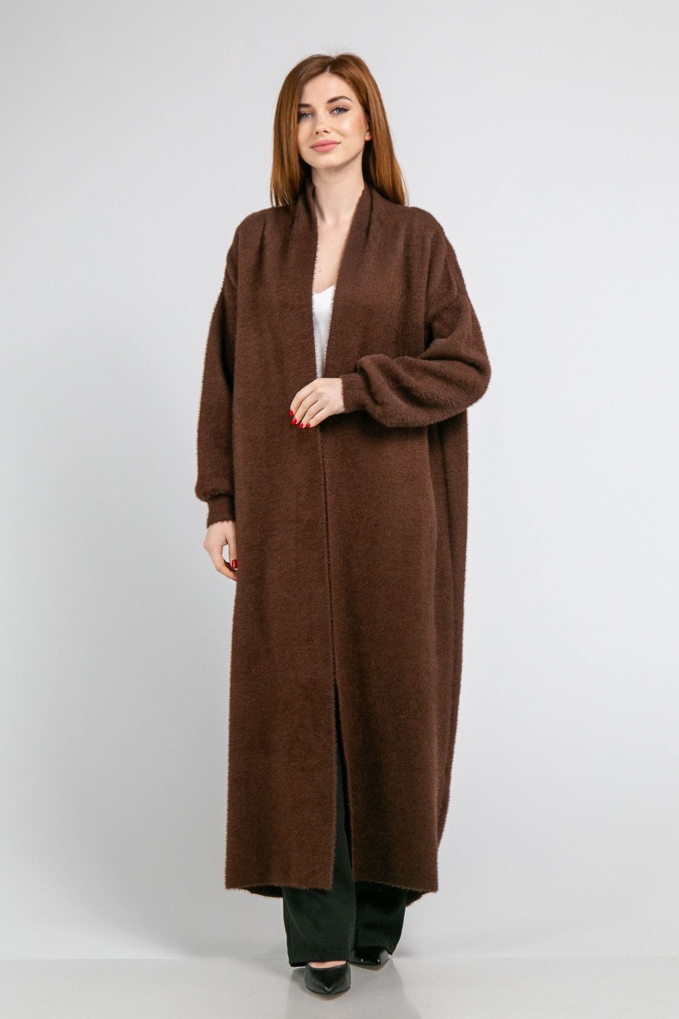 Кардиган максі з манжетами ONE SIZE (коричневий)
