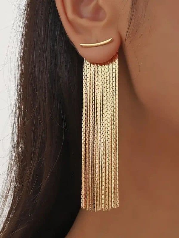 Серьги длинные бахрома (золото)
