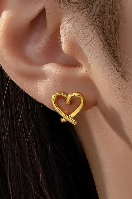 Серьги пусеты сердце (золото) — 3