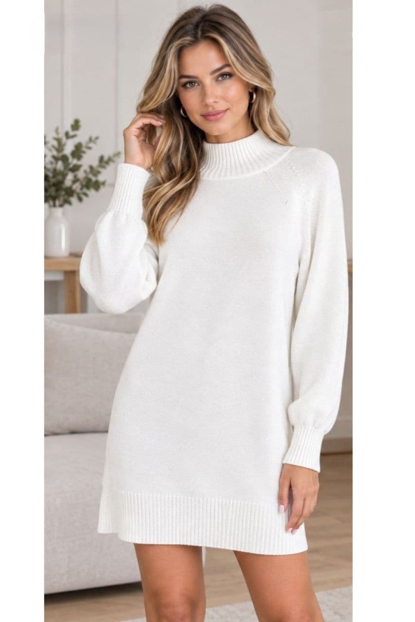 Плаття міні трикотаж оверсайз ONE SIZE (молочний)