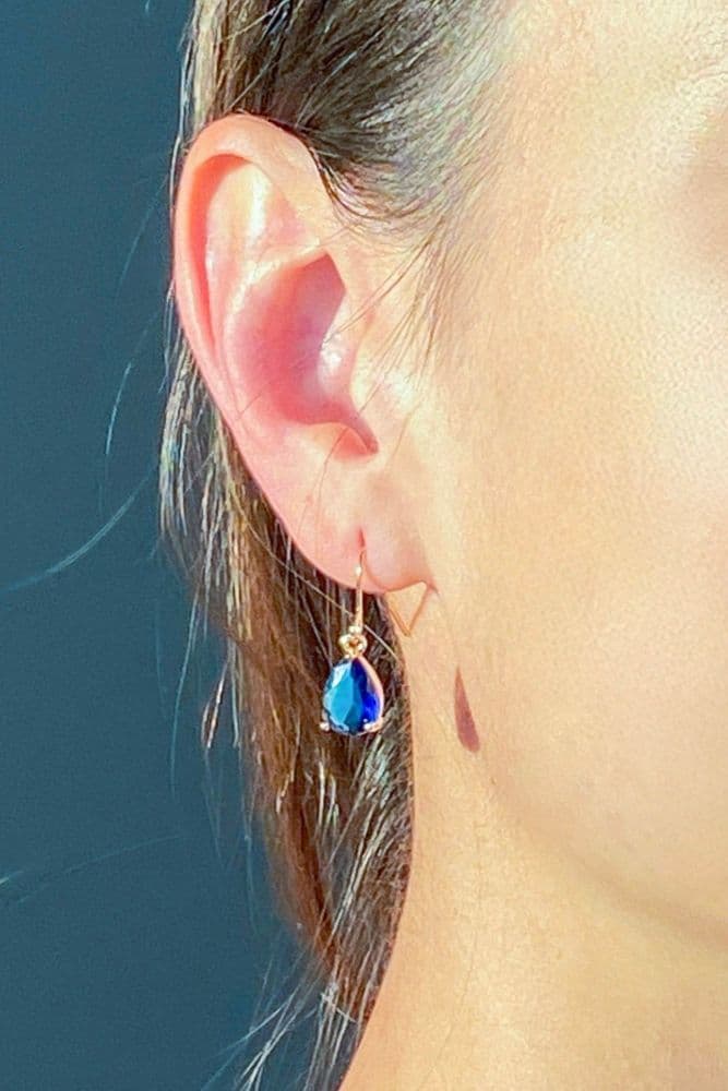 Сережки капельки (золото+синій) — 5