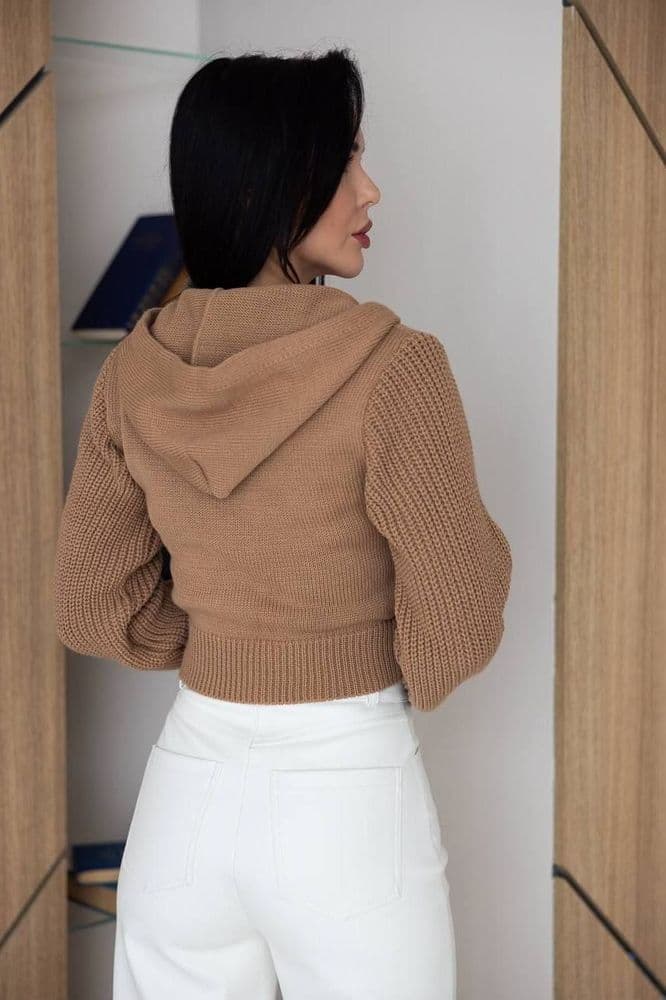 Кофта с капюшоном на молнии ONE SIZE (кэмел) — 2