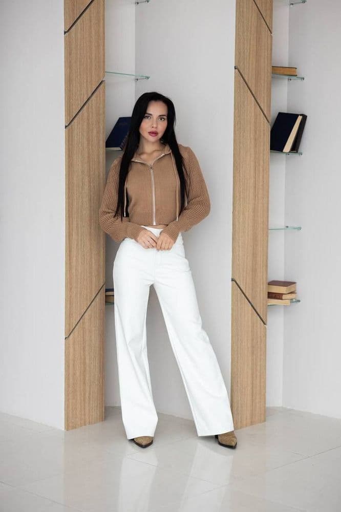 Кофта с капюшоном на молнии ONE SIZE (кэмел) — 7