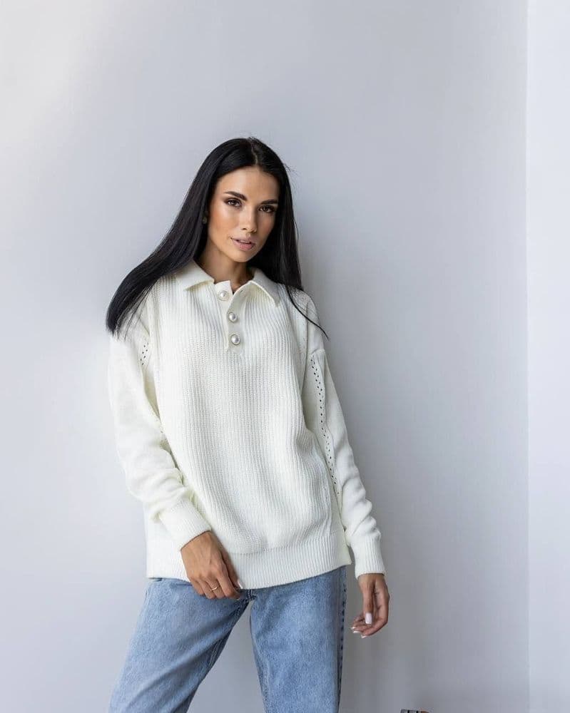 Кофта на 3х ґудзиках ONE SIZE (молочний) — 6