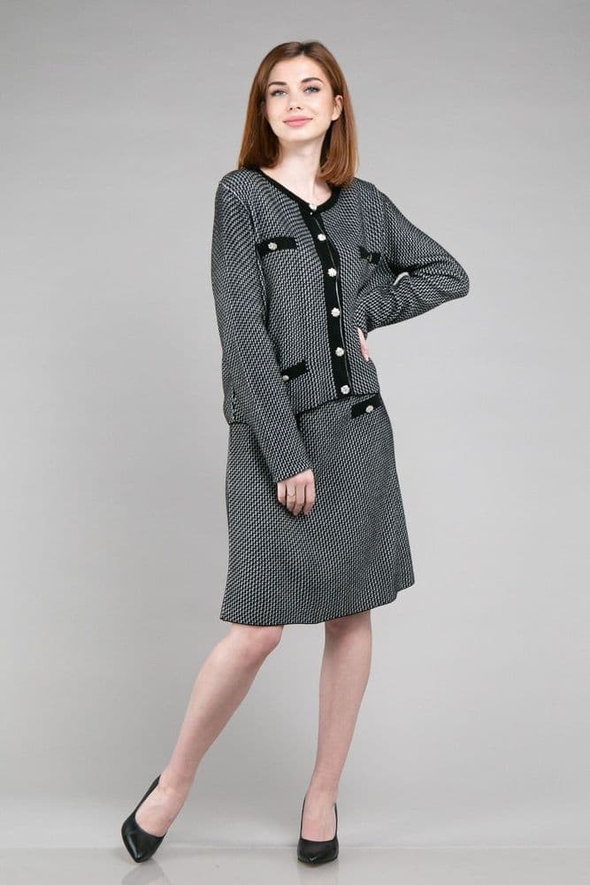 Костюм кофта+спідниця міні ONE SIZE (чорний+білий) — 1