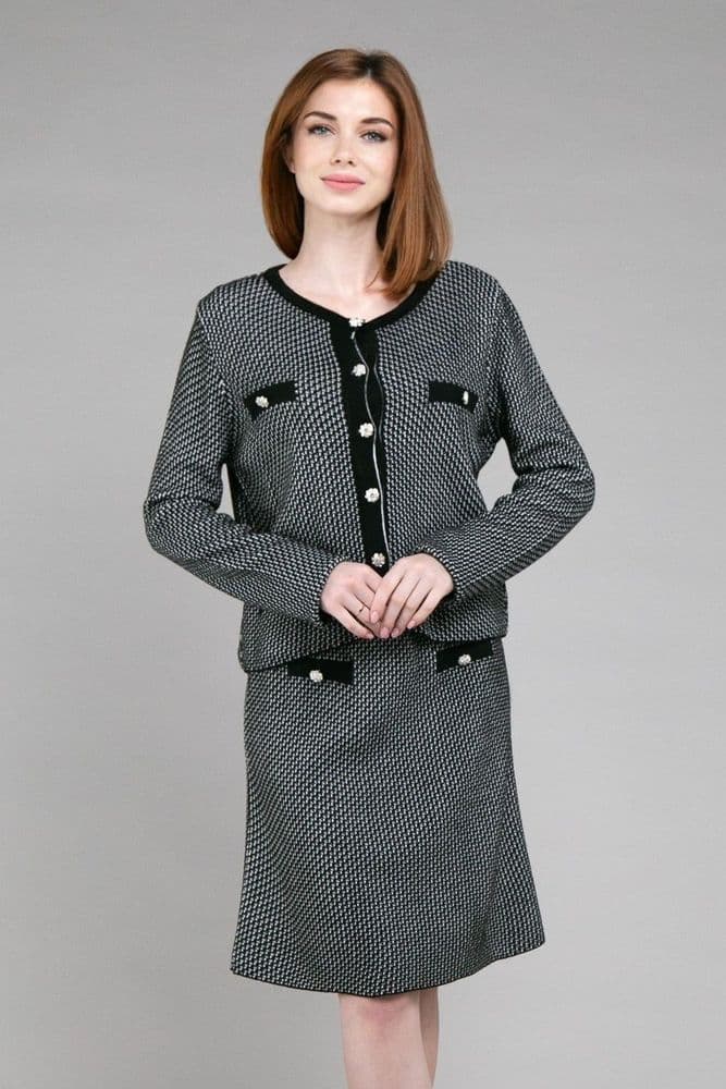 Костюм кофта+спідниця міні ONE SIZE (чорний+білий) — 2