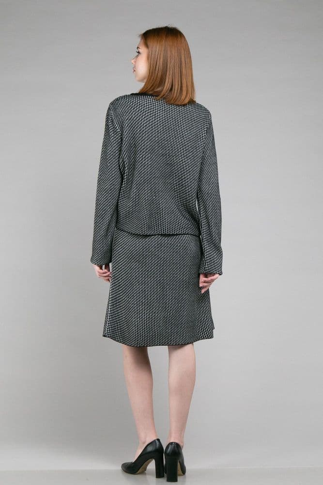 Костюм кофта+спідниця міні ONE SIZE (чорний+білий) — 5
