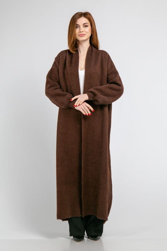 Кардиган максі з манжетами ONE SIZE (коричневий) — 2