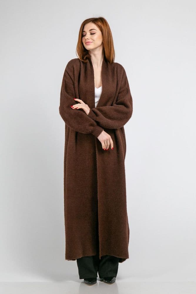 Кардиган максі з манжетами ONE SIZE (коричневий) — 3