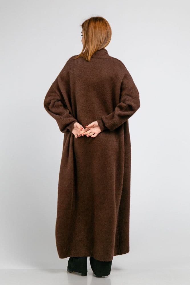 Кардиган максі з манжетами ONE SIZE (коричневий) — 4