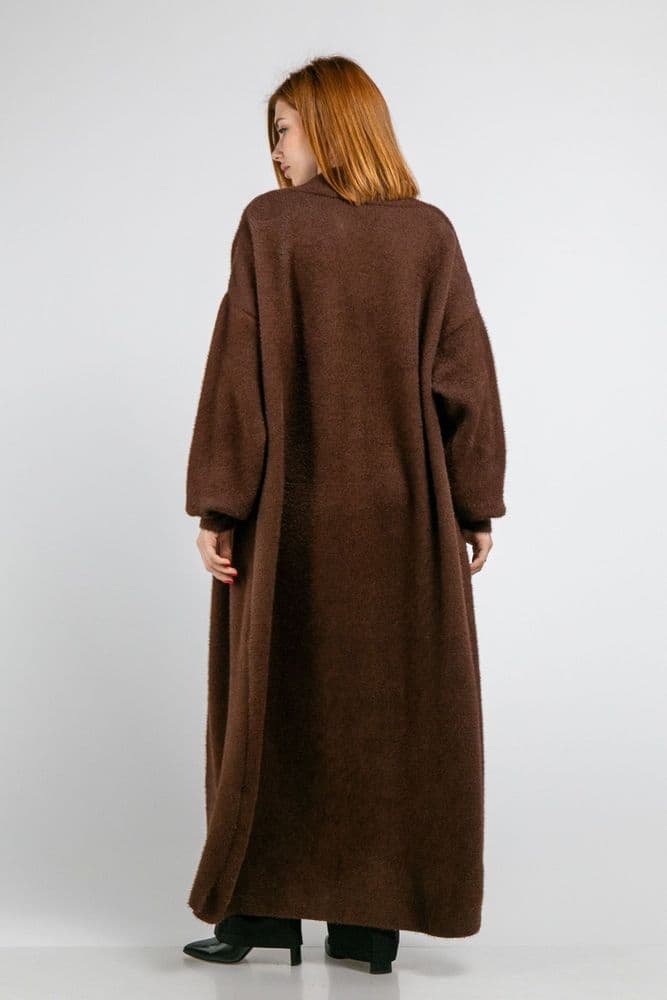 Кардиган максі з манжетами ONE SIZE (коричневий) — 5