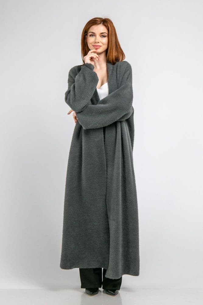 Кардиган макси с манжетами ONE SIZE (серый) — 2