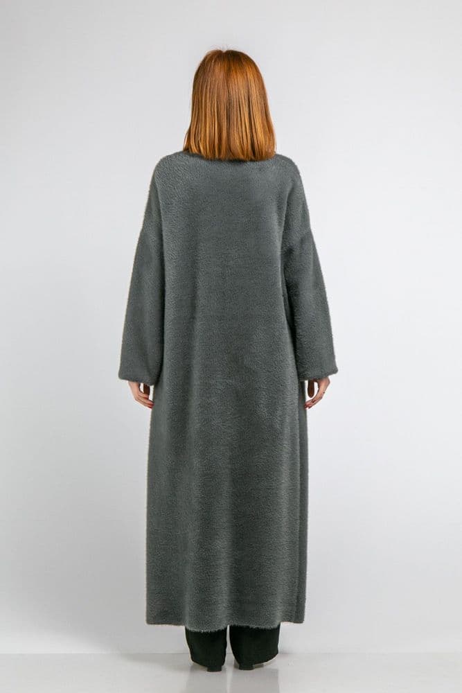 Кардиган макси с манжетами ONE SIZE (серый) — 4