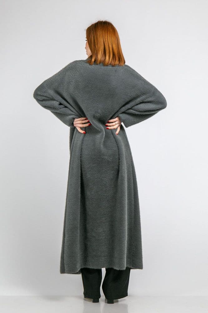 Кардиган макси с манжетами ONE SIZE (серый) — 5