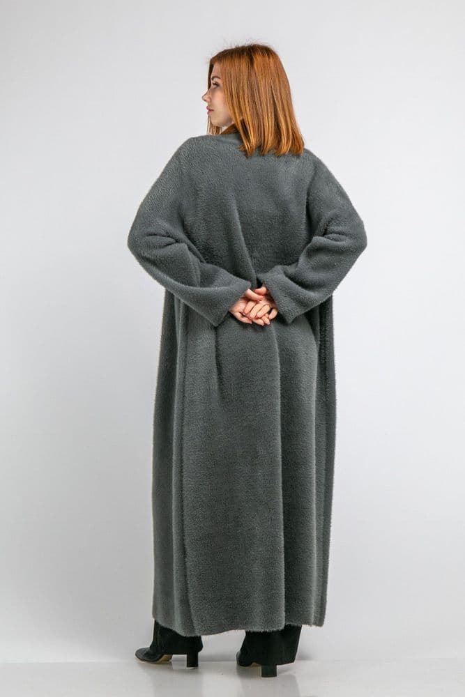 Кардиган макси с манжетами ONE SIZE (серый) — 7