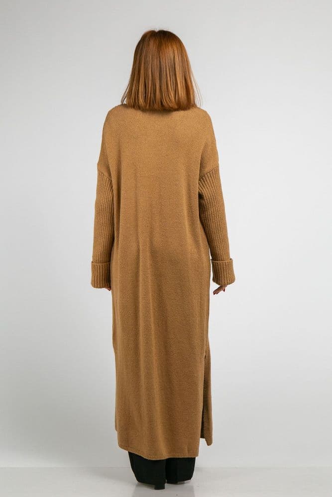 Кардиган макси с разрезами ONE SIZE (кэмел) — 4