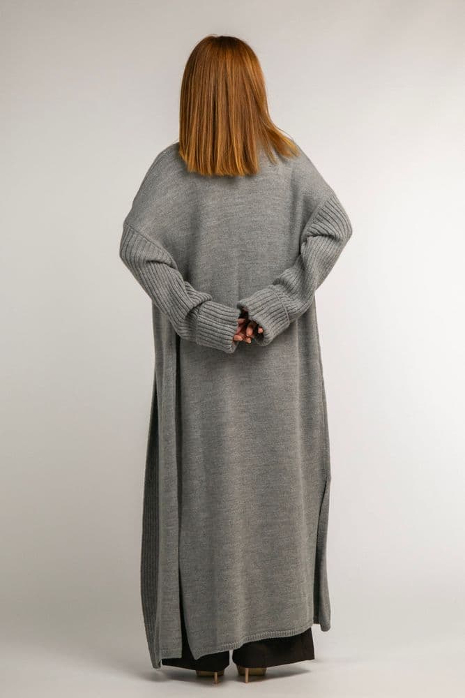 Кардиган макси с разрезами ONE SIZE (серый светлый) — 1
