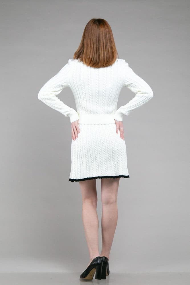 Костюм в'язаний джемпер+спідниця ONE SIZE (білий+чорний) — 4
