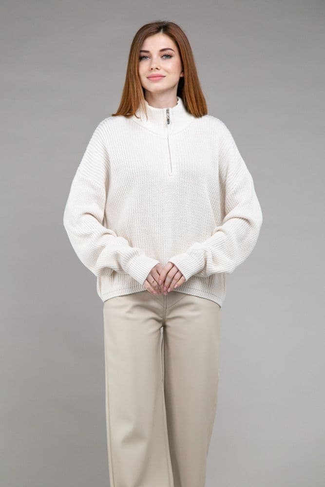Свитер на молнии ONE SIZE (молочный) — 1