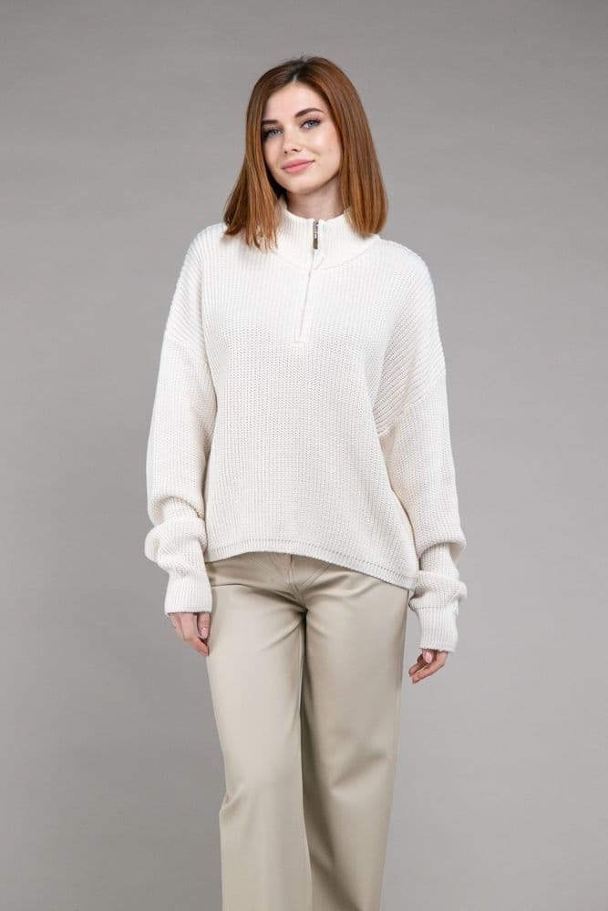 Свитер на молнии ONE SIZE (молочный) — 2