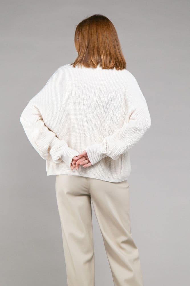 Свитер на молнии ONE SIZE (молочный) — 4
