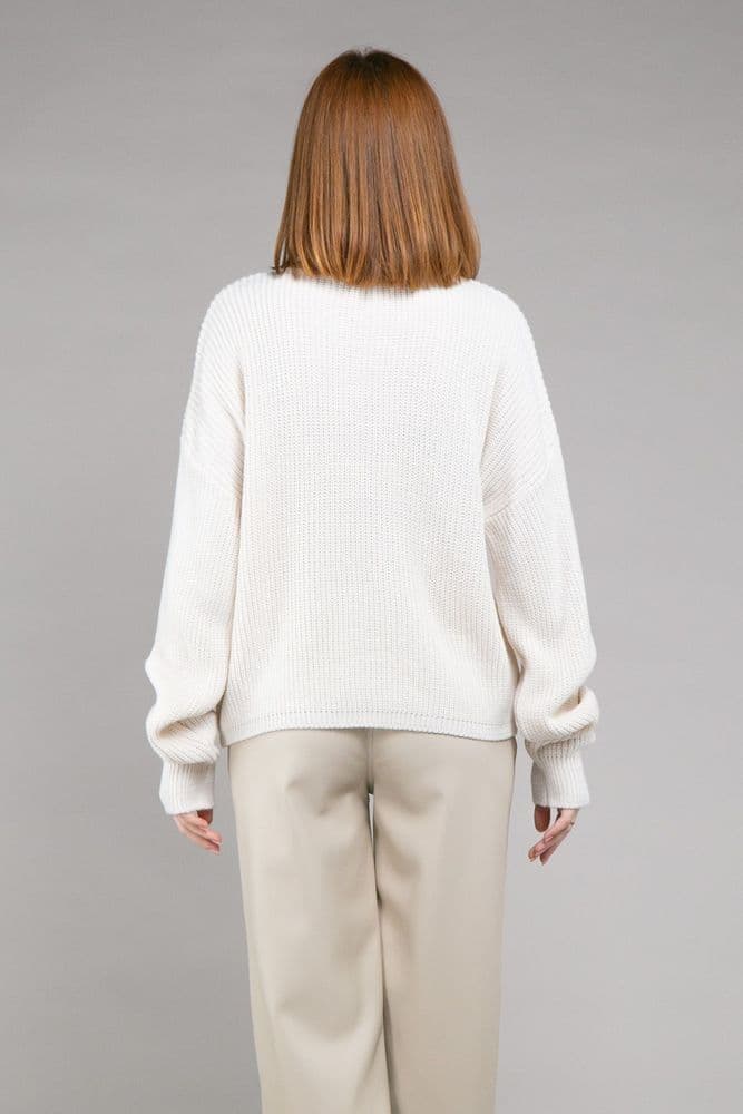 Свитер на молнии ONE SIZE (молочный) — 5