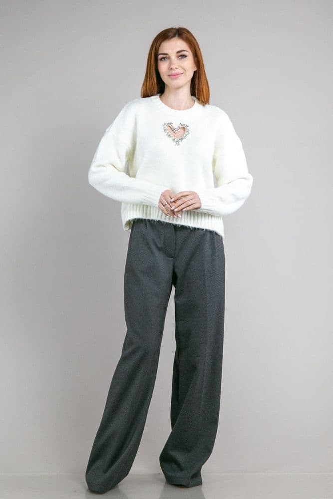 Светр з сердечком ONE SIZE (молочний) — 7