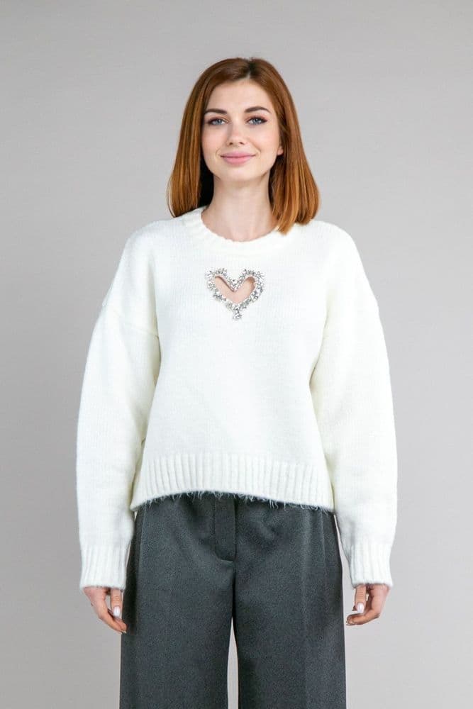 Светр з сердечком ONE SIZE (молочний) — 8