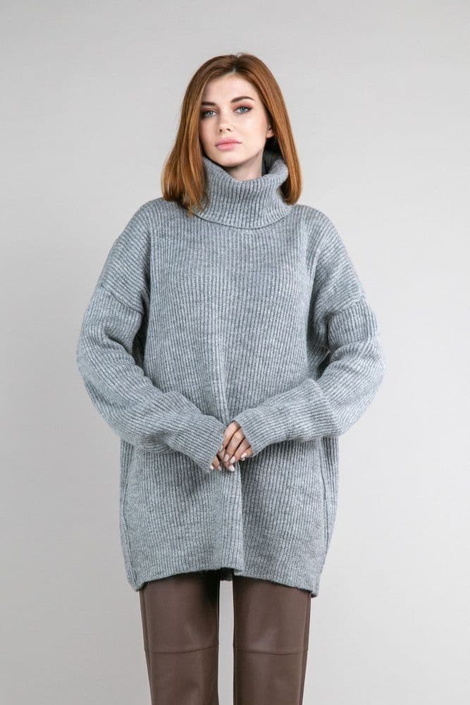 Свитер оверсайз прямой ONE SIZE (серый) — 2