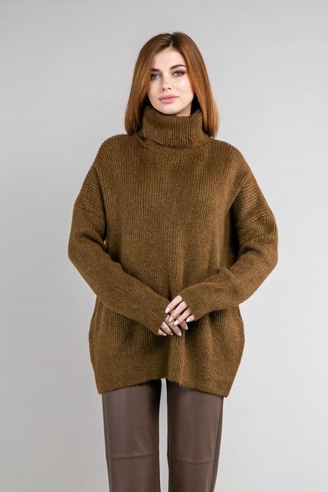 Свитер оверсайз прямой ONE SIZE (коричневый) — 2