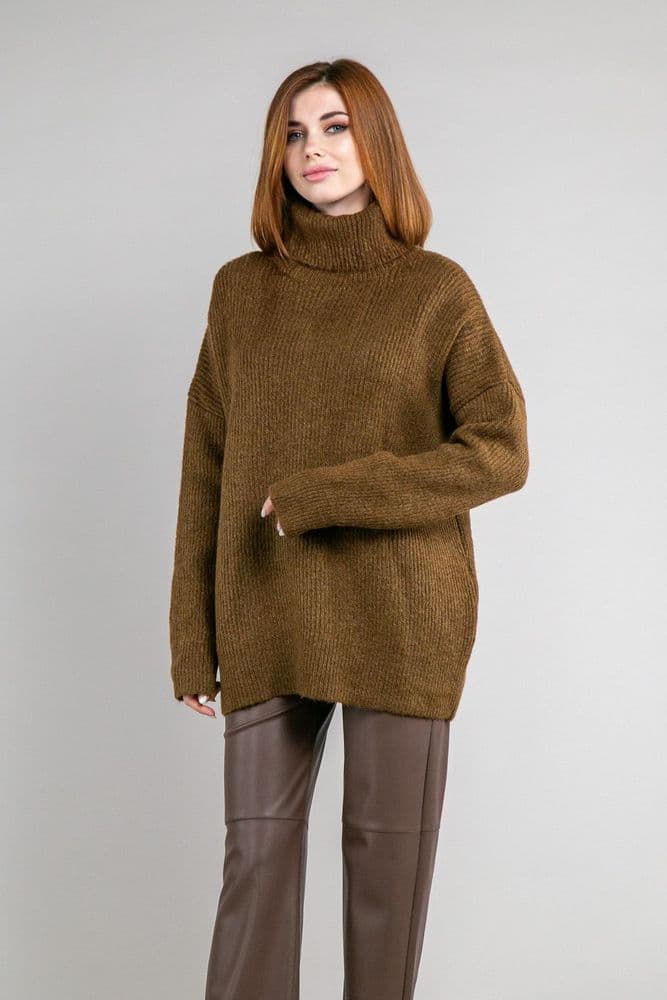 Свитер оверсайз прямой ONE SIZE (коричневый) — 3