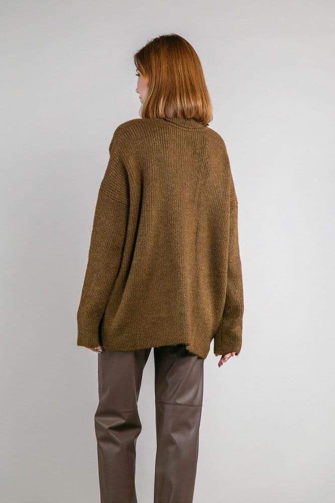 Свитер оверсайз прямой ONE SIZE (коричневый) — 4