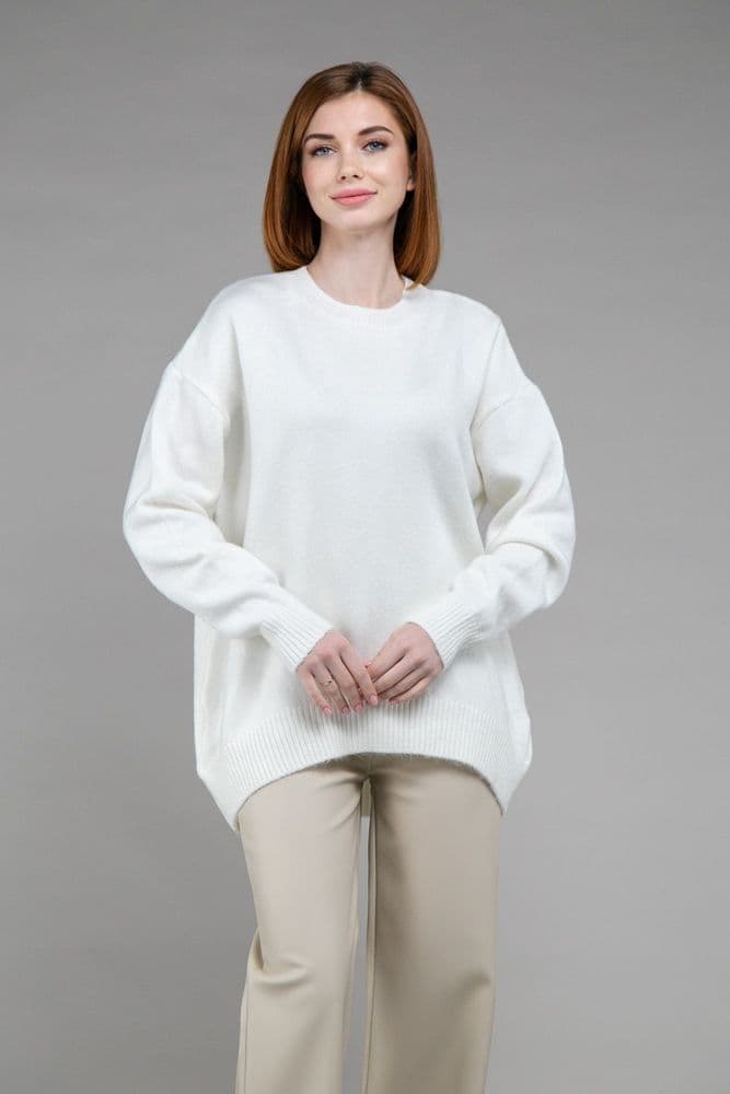 Свитер оверсайз асимметричный ONE SIZE (белый) — 1