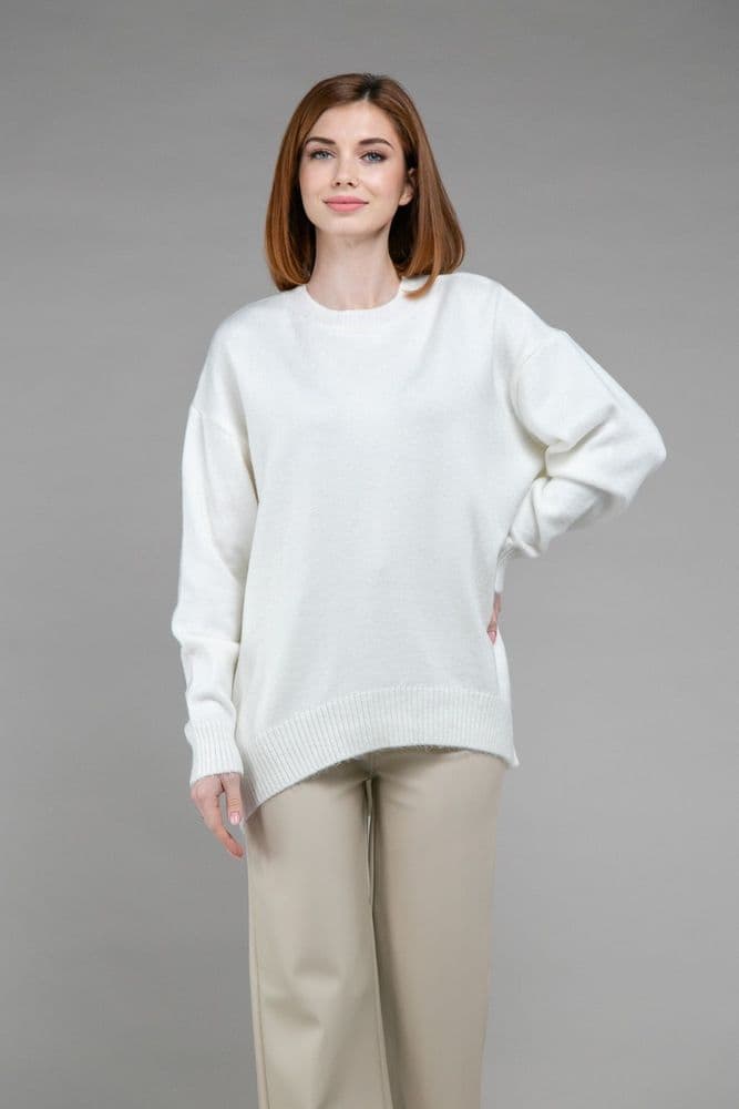 Свитер оверсайз асимметричный ONE SIZE (белый) — 2