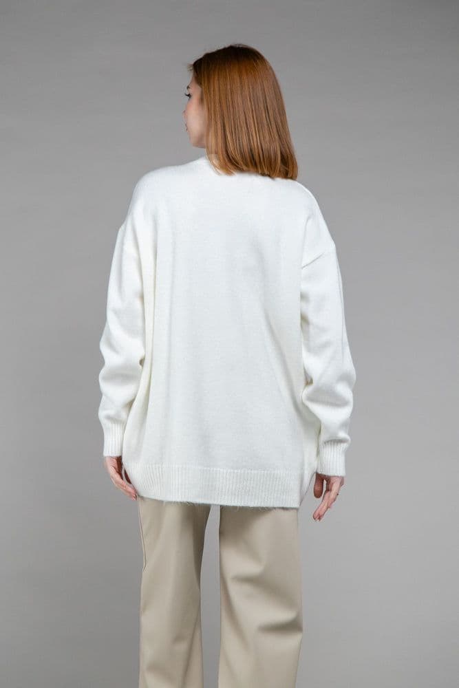 Свитер оверсайз асимметричный ONE SIZE (белый) — 3