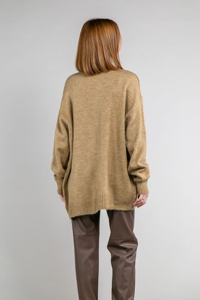 Свитер оверсайз асимметричный ONE SIZE (кэмел) — 5
