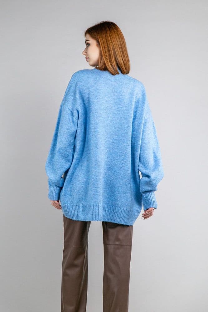 Свитер оверсайз асимметричный ONE SIZE (голубой) — 5