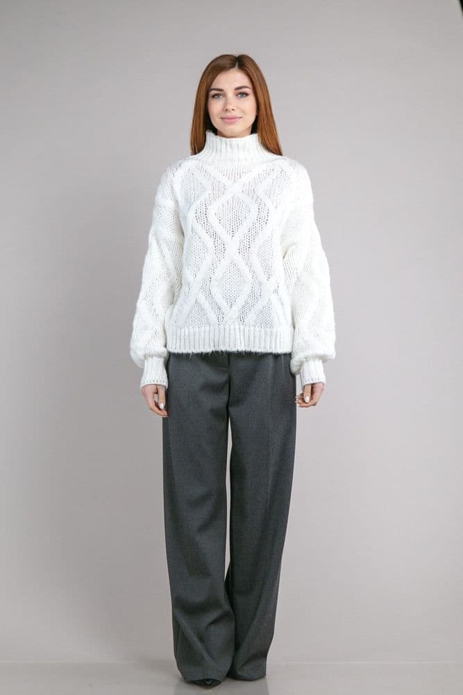Светр коси зі стойкою ONE SIZE (молочний) — 1