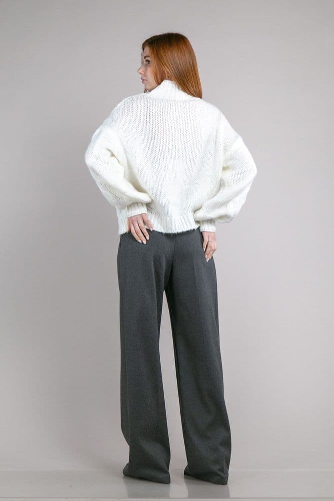Светр коси зі стойкою ONE SIZE (молочний) — 3