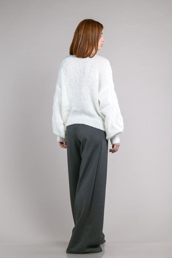 Светр коси зі стойкою ONE SIZE (молочний) — 4