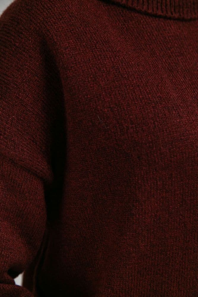 Костюм светр з горлом+спідниця ONE SIZE (бордо) — 6