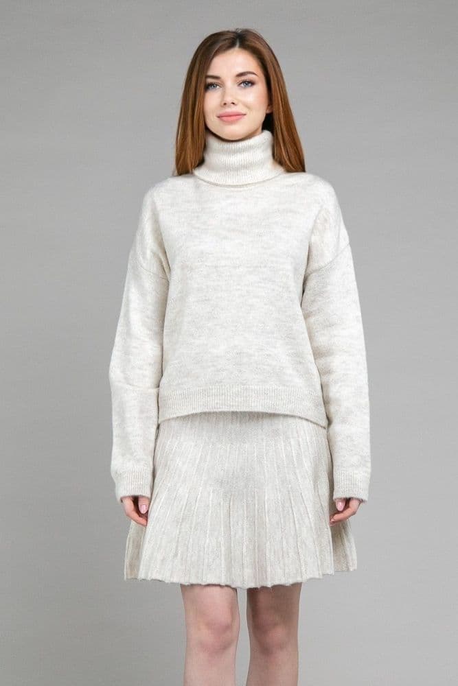 Костюм светр з горлом+спідниця ONE SIZE (беж) — 1