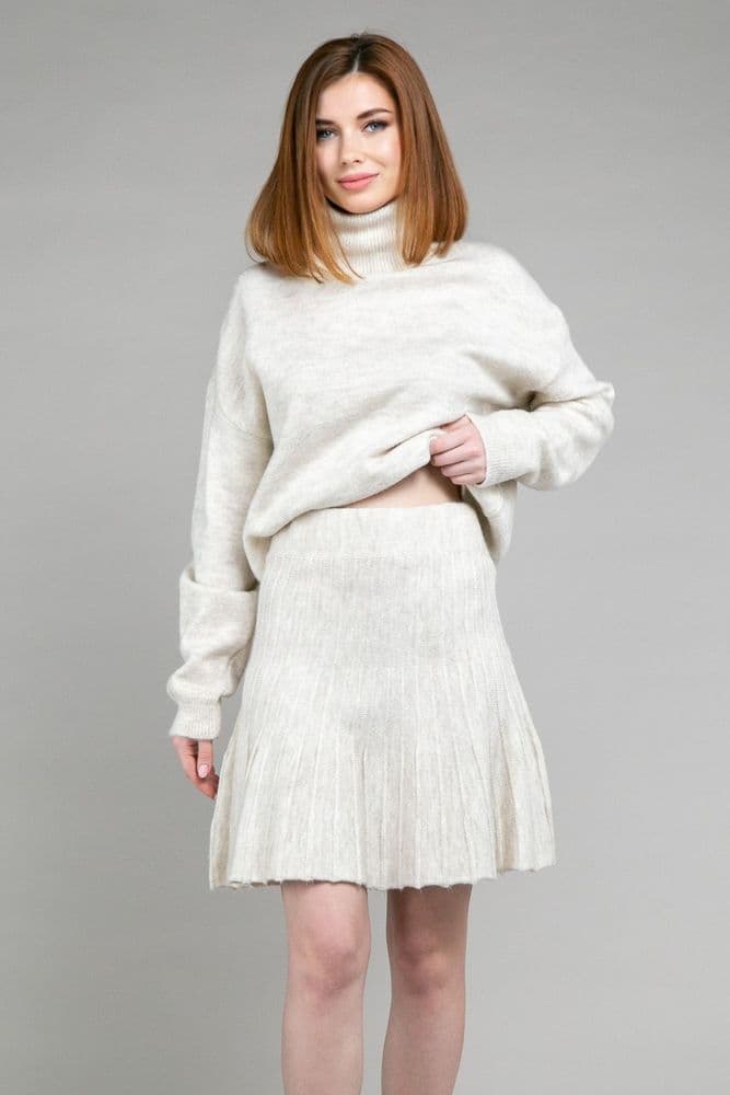 Костюм светр з горлом+спідниця ONE SIZE (беж) — 6