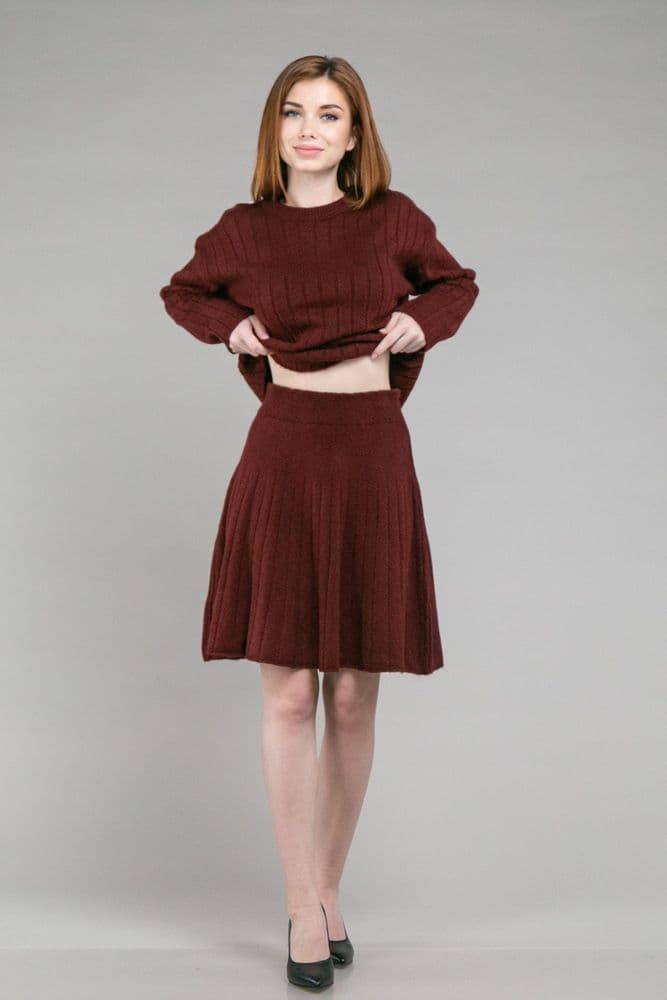 Костюм свитер+юбка ONE SIZE (бордо) — 6