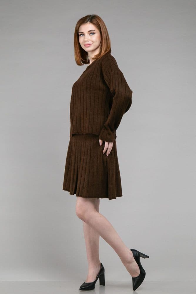 Костюм свитер+юбка ONE SIZE (коричневый) — 4