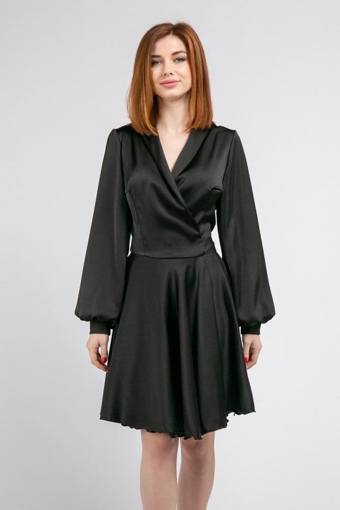 Плаття міні на запах ONE SIZE (чорний) — 3
