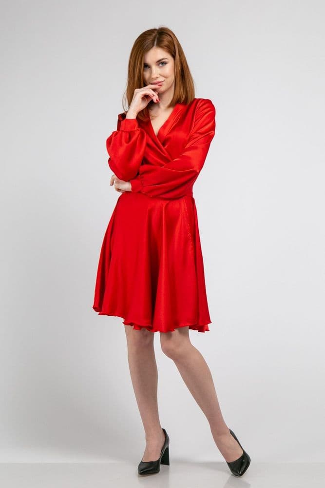Платье мини на запах ONE SIZE (красный) — 2
