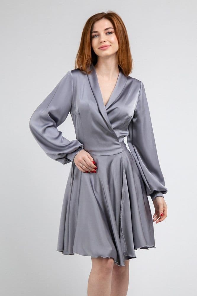 Платье мини на запах ONE SIZE (серый) — 1