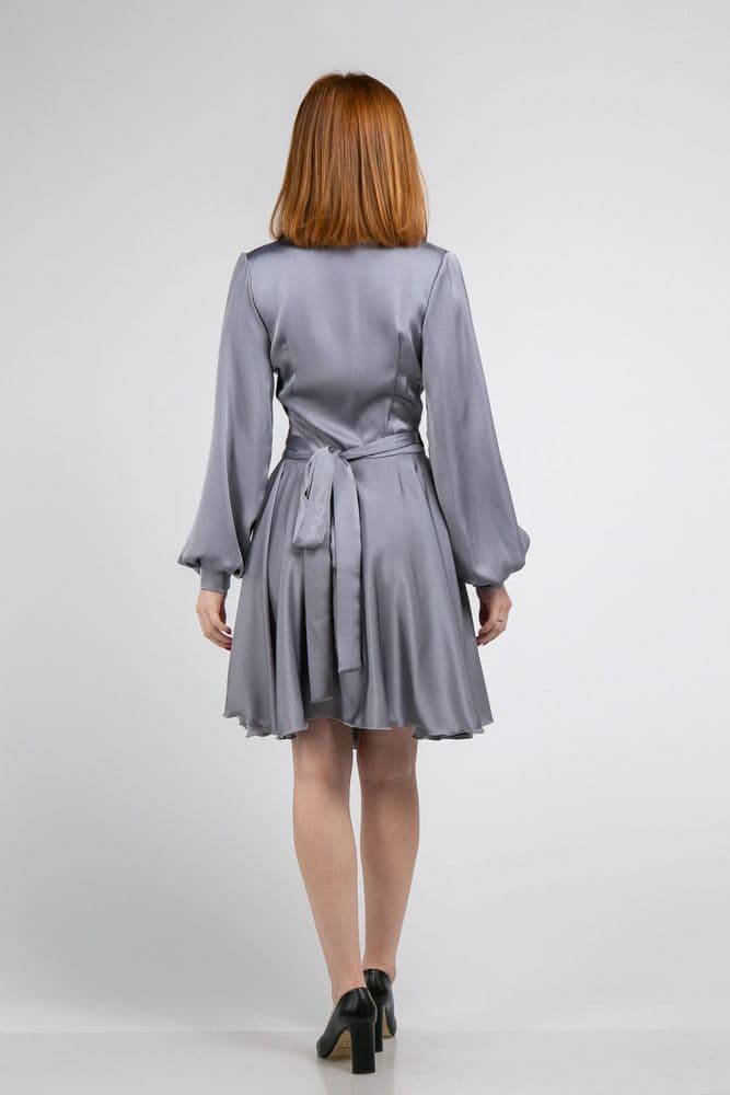 Платье мини на запах ONE SIZE (серый) — 4